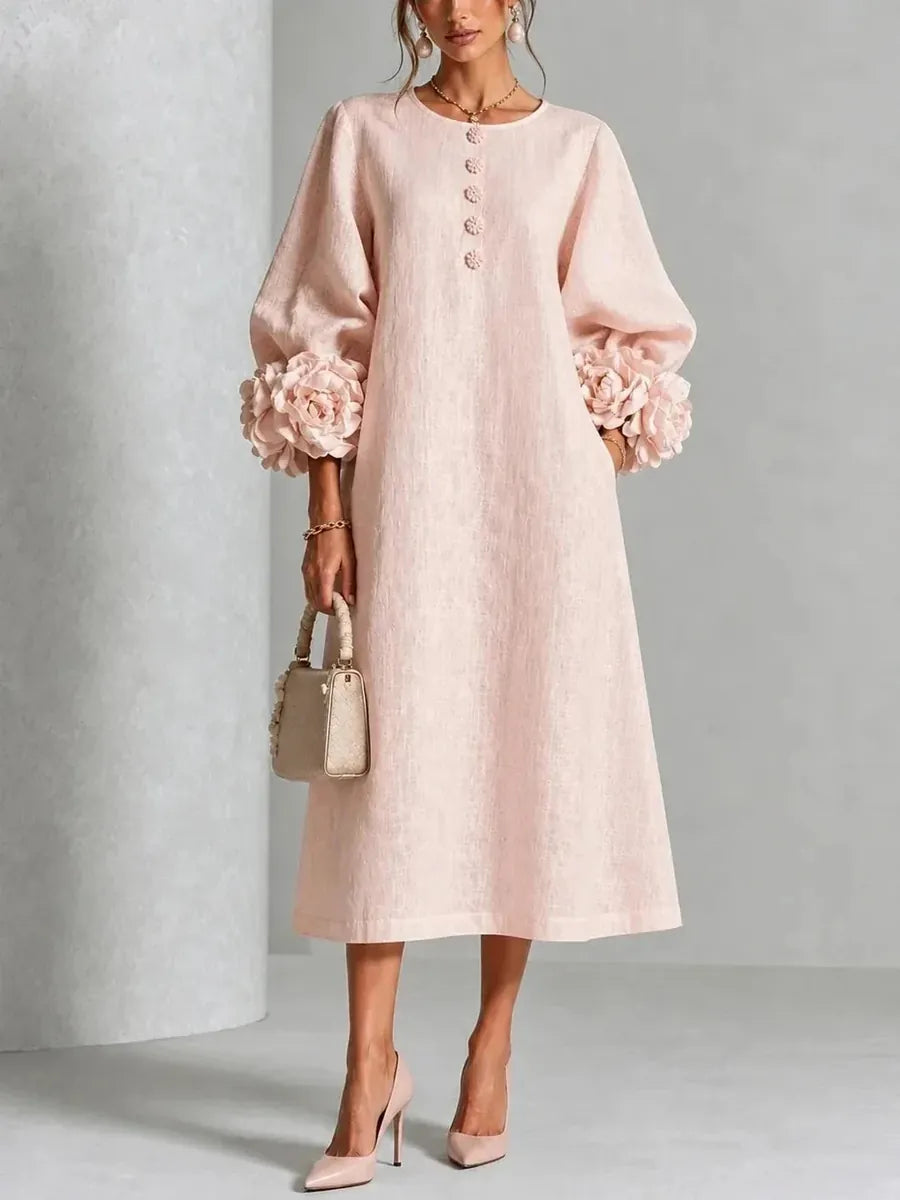 Jacinta | Vestido Midi con Puños de Flores