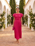 Marisol | Vestido Maxi Plisado con Cintura Anudada