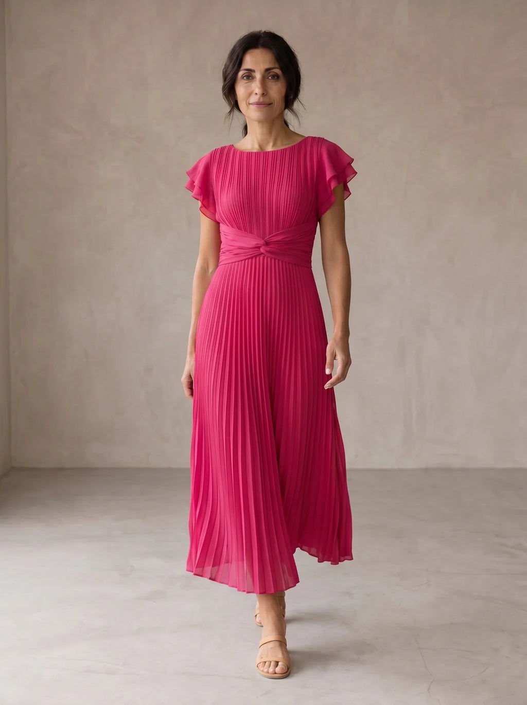 Marisol | Vestido Maxi Plisado con Cintura Anudada