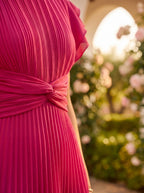 Marisol | Vestido Maxi Plisado con Cintura Anudada