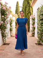 Marisol | Vestido Maxi Plisado con Cintura Anudada