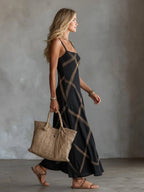Nieves | Vestido Maxi de Tirantes con Estampado Geométrico