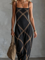 Nieves | Vestido Maxi de Tirantes con Estampado Geométrico