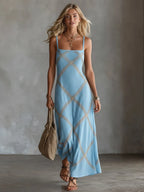 Nieves | Vestido Maxi de Tirantes con Estampado Geométrico