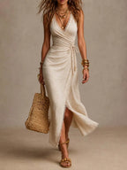 Oriana | Vestido Midi Cruzado con Encaje