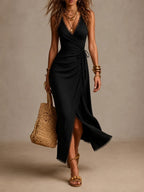 Oriana | Vestido Midi Cruzado con Encaje