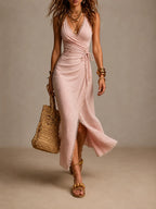 Oriana | Vestido Midi Cruzado con Encaje