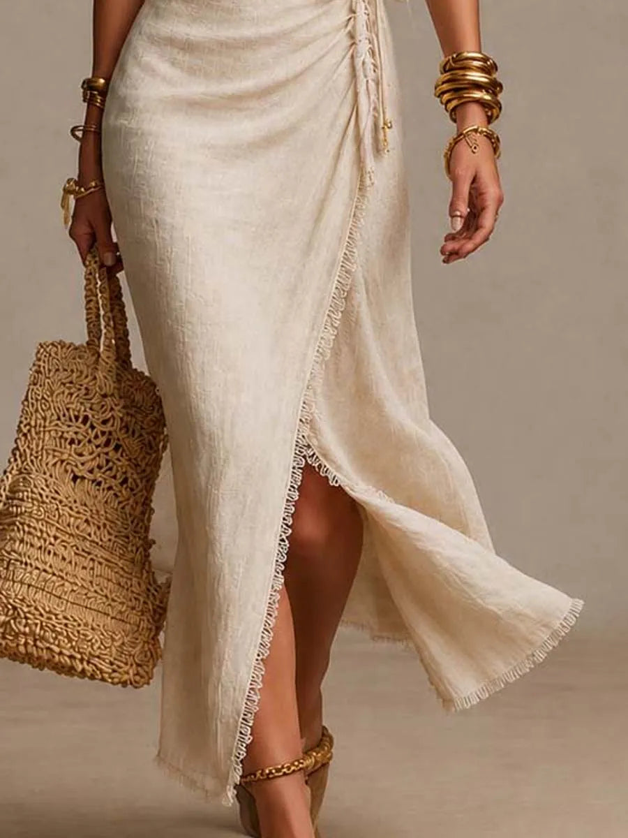 Oriana | Vestido Midi Cruzado con Encaje