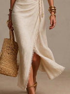 Oriana | Vestido Midi Cruzado con Encaje