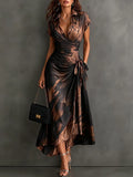 Sabina | Vestido Midi Cruzado con Estampado Abstracto