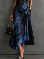 Sabina | Vestido Midi Cruzado con Estampado Abstracto