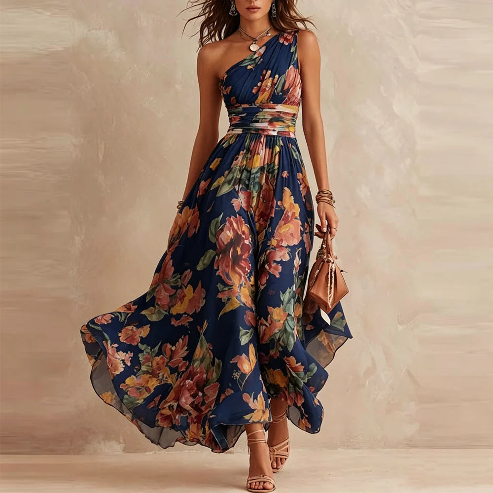 Samira | Vestido Floral Asimétrico de un Hombro