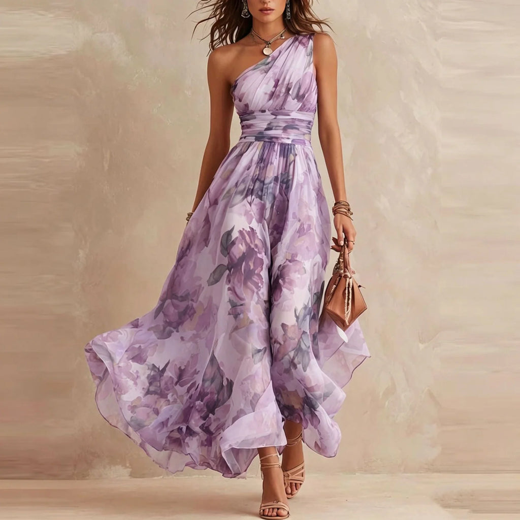 Samira | Vestido Floral Asimétrico de un Hombro