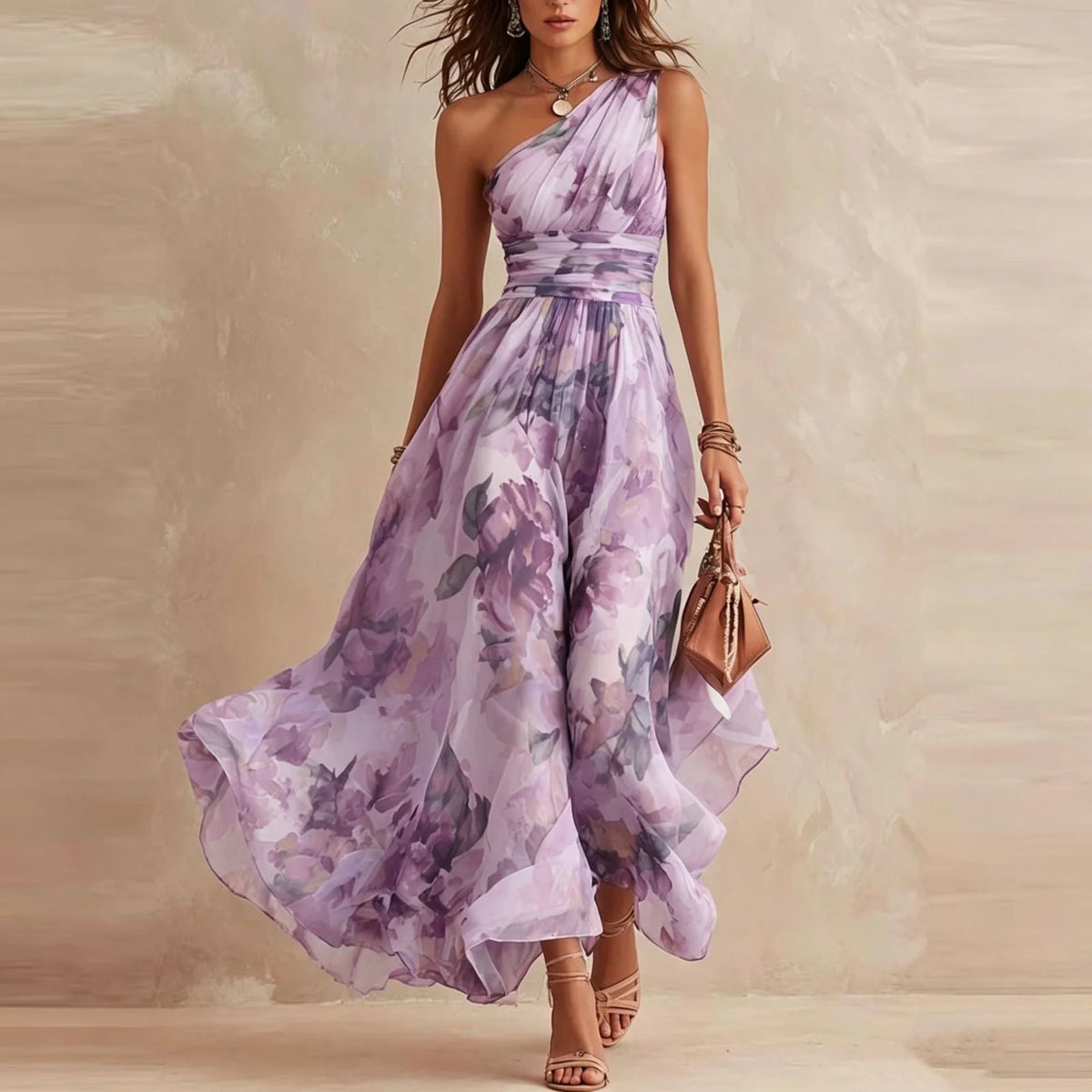 Samira | Vestido Floral Asimétrico de un Hombro