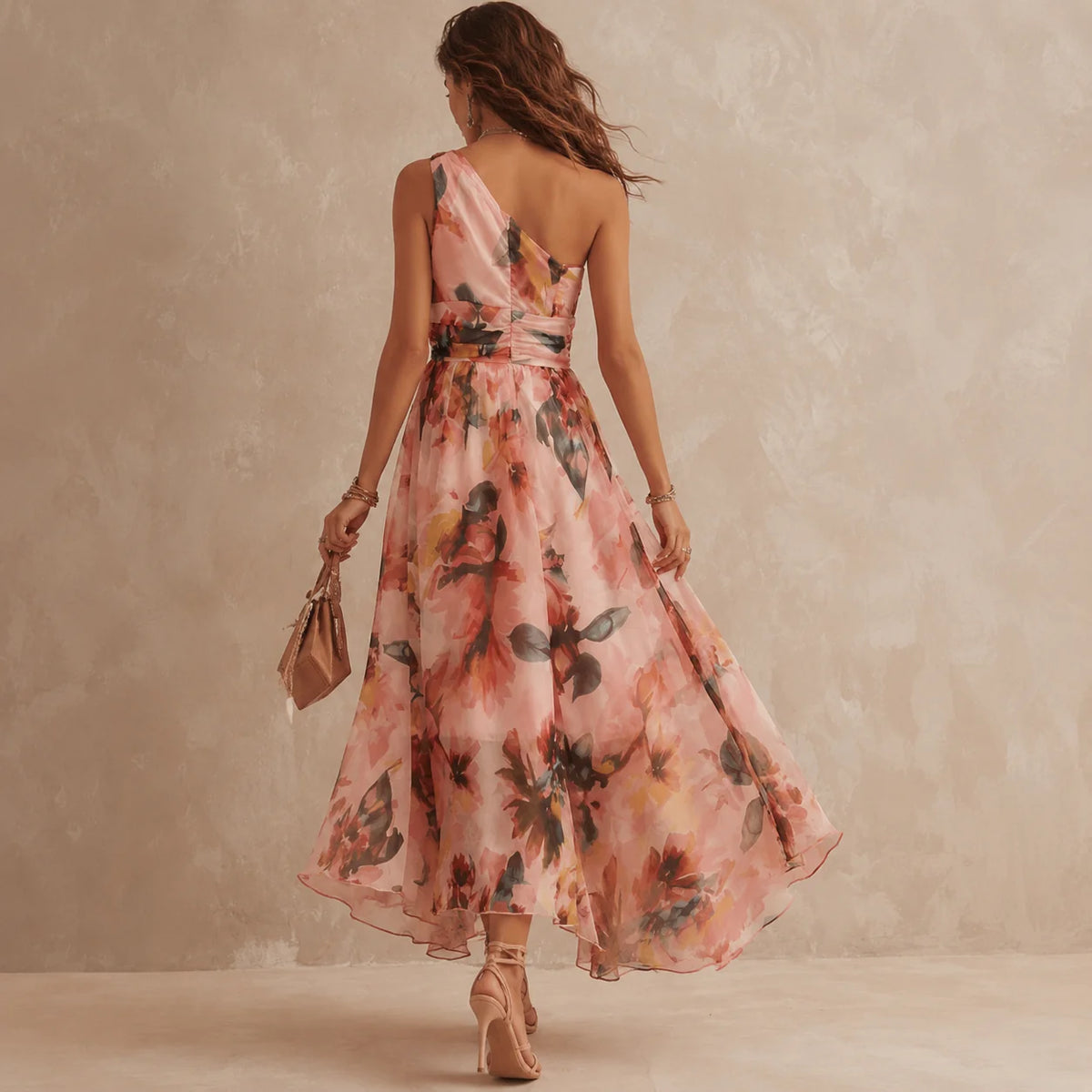 Samira | Vestido Floral Asimétrico de un Hombro