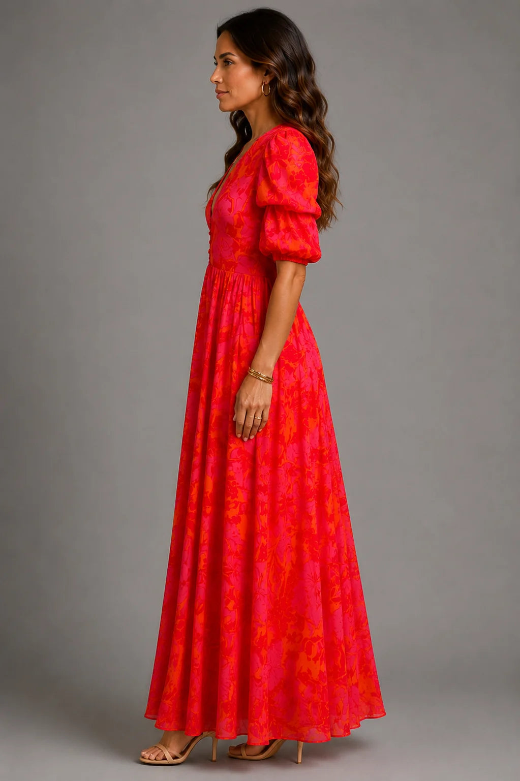 Soledad | Vestido Fluido Rosa y Naranja
