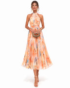 Ximena | Vestido Halter Estampado Acuarela