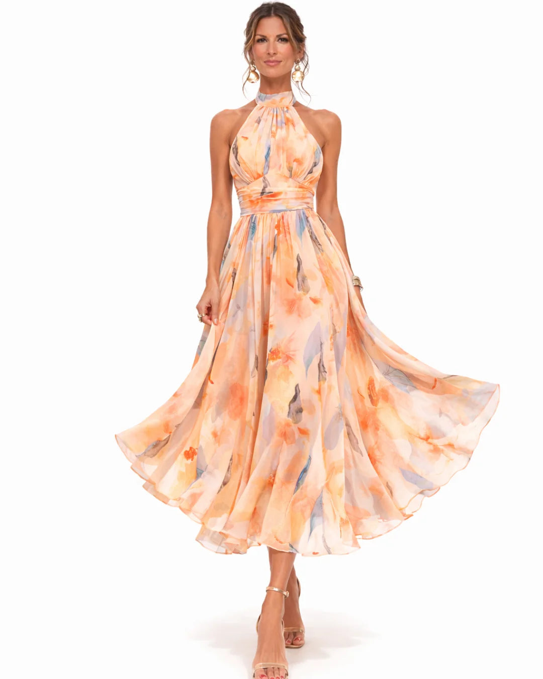 Ximena | Vestido Halter Estampado Acuarela