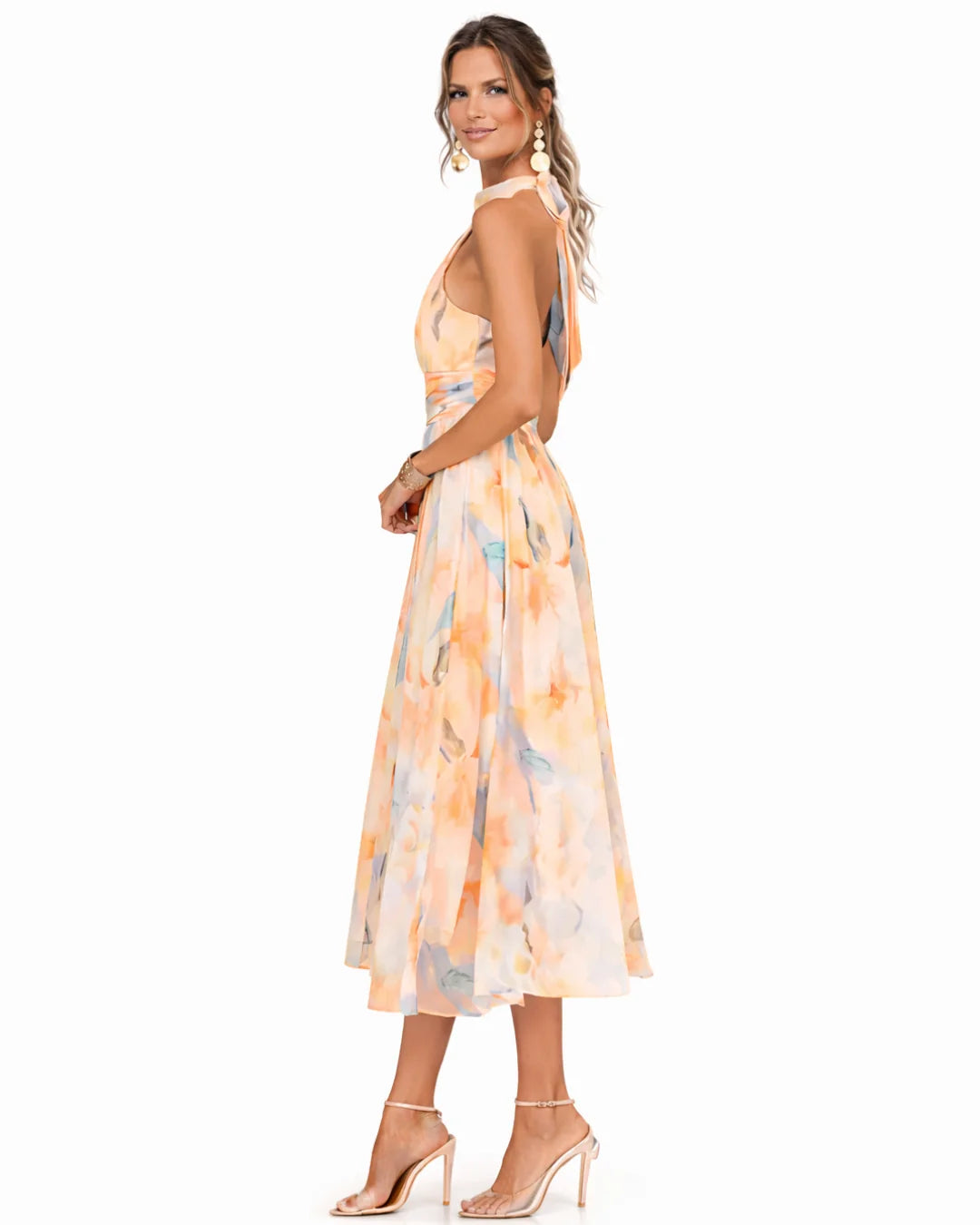 Ximena | Vestido Halter Estampado Acuarela