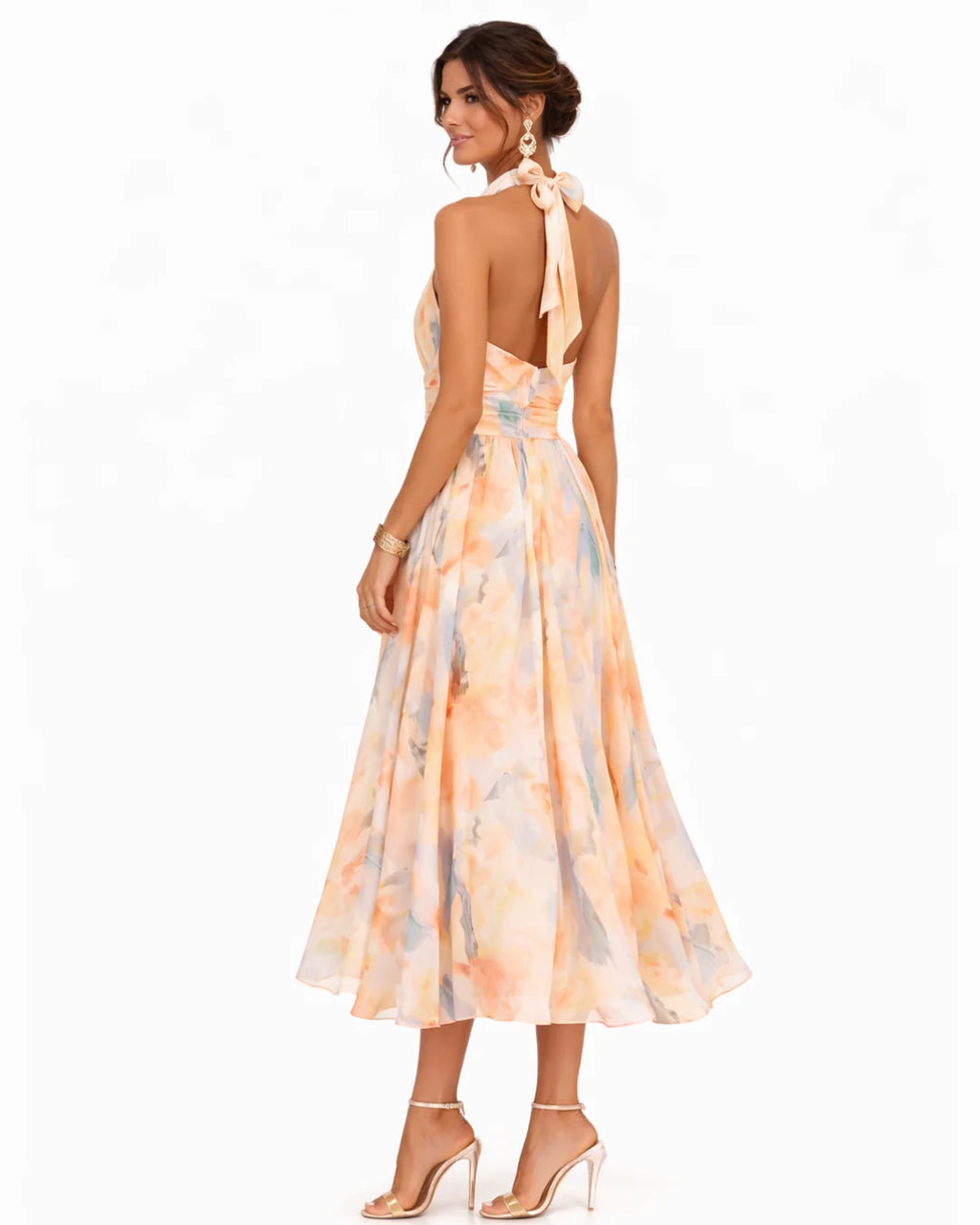 Ximena | Vestido Halter Estampado Acuarela