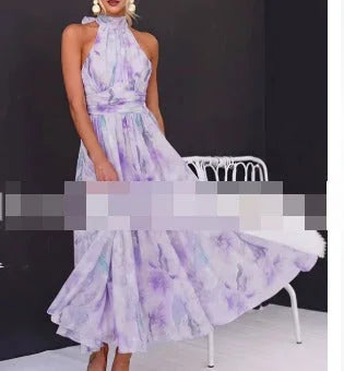 Ximena | Vestido Halter Estampado Acuarela