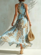Xiomara | Vestido Maxi Halter con Estampado Animal