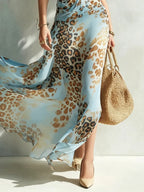 Xiomara | Vestido Maxi Halter con Estampado Animal