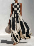 Zulema | Vestido Maxi Sin Mangas con Paneles en Contraste