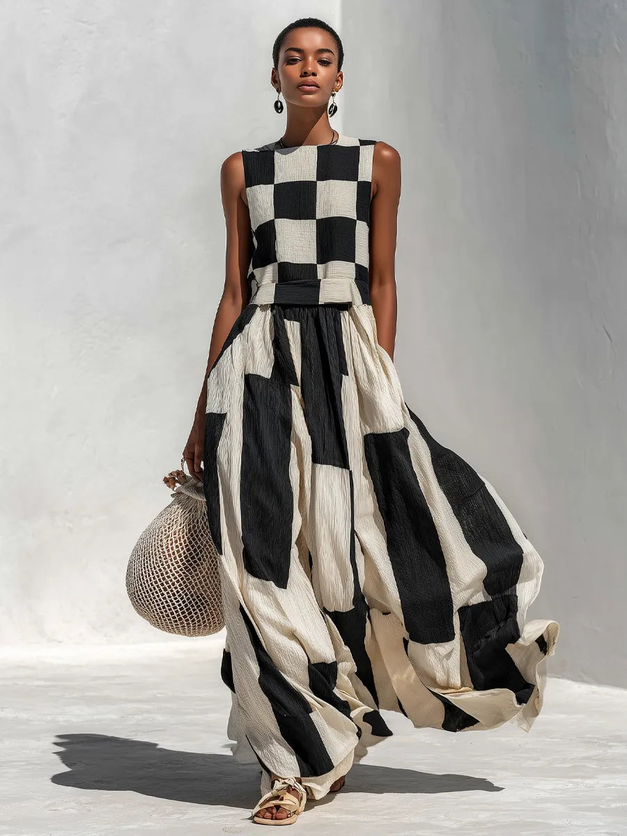 Zulema | Vestido Maxi Sin Mangas con Paneles en Contraste