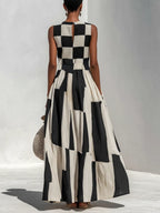 Zulema | Vestido Maxi Sin Mangas con Paneles en Contraste