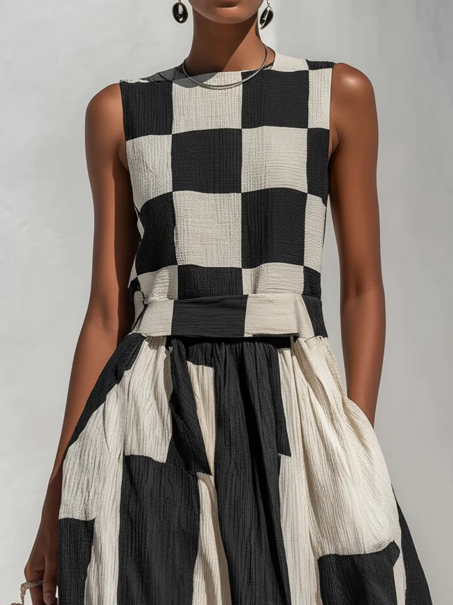 Zulema | Vestido Maxi Sin Mangas con Paneles en Contraste