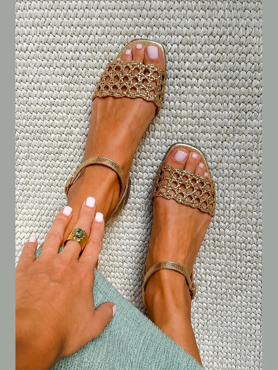 Diana | Sandalias Doradas Caladas