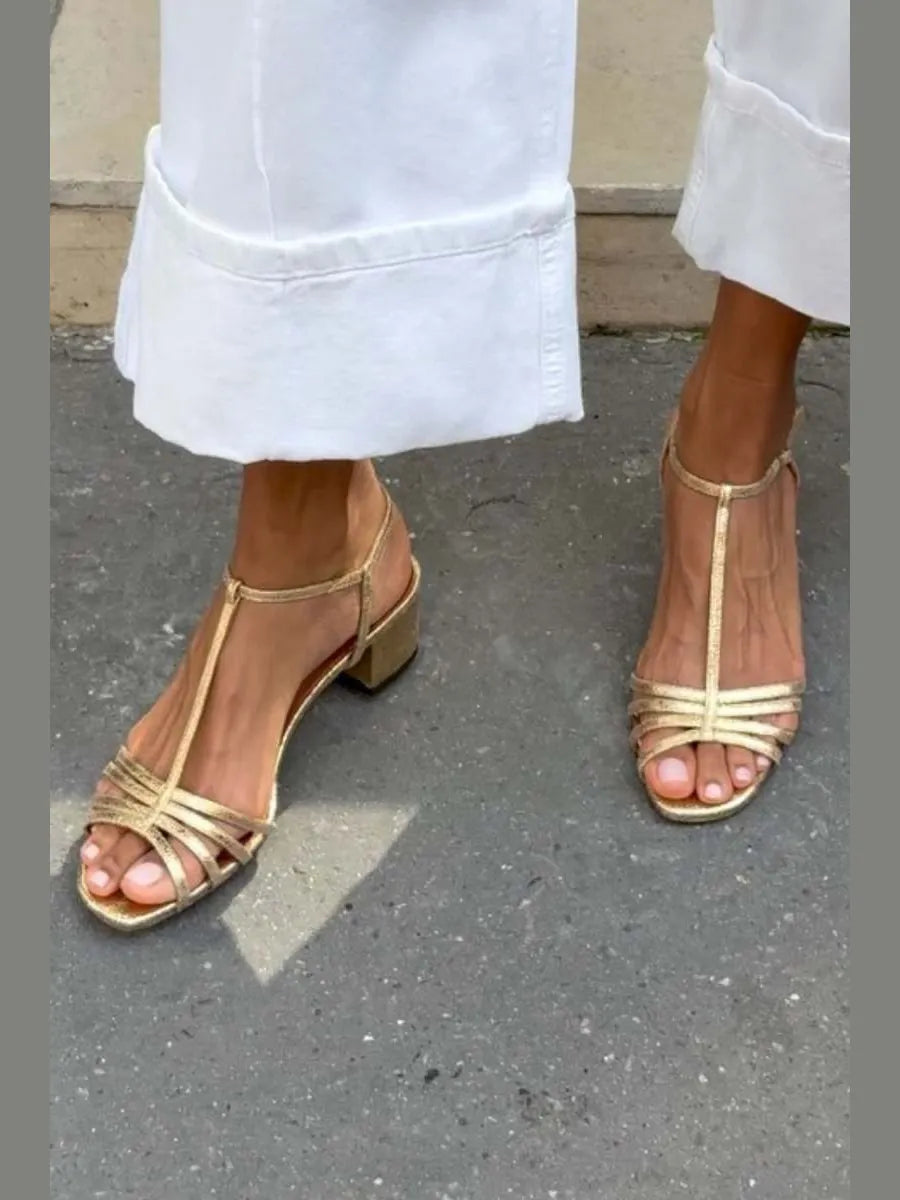 Elisenda | Sandalias Doradas para Todos los Días