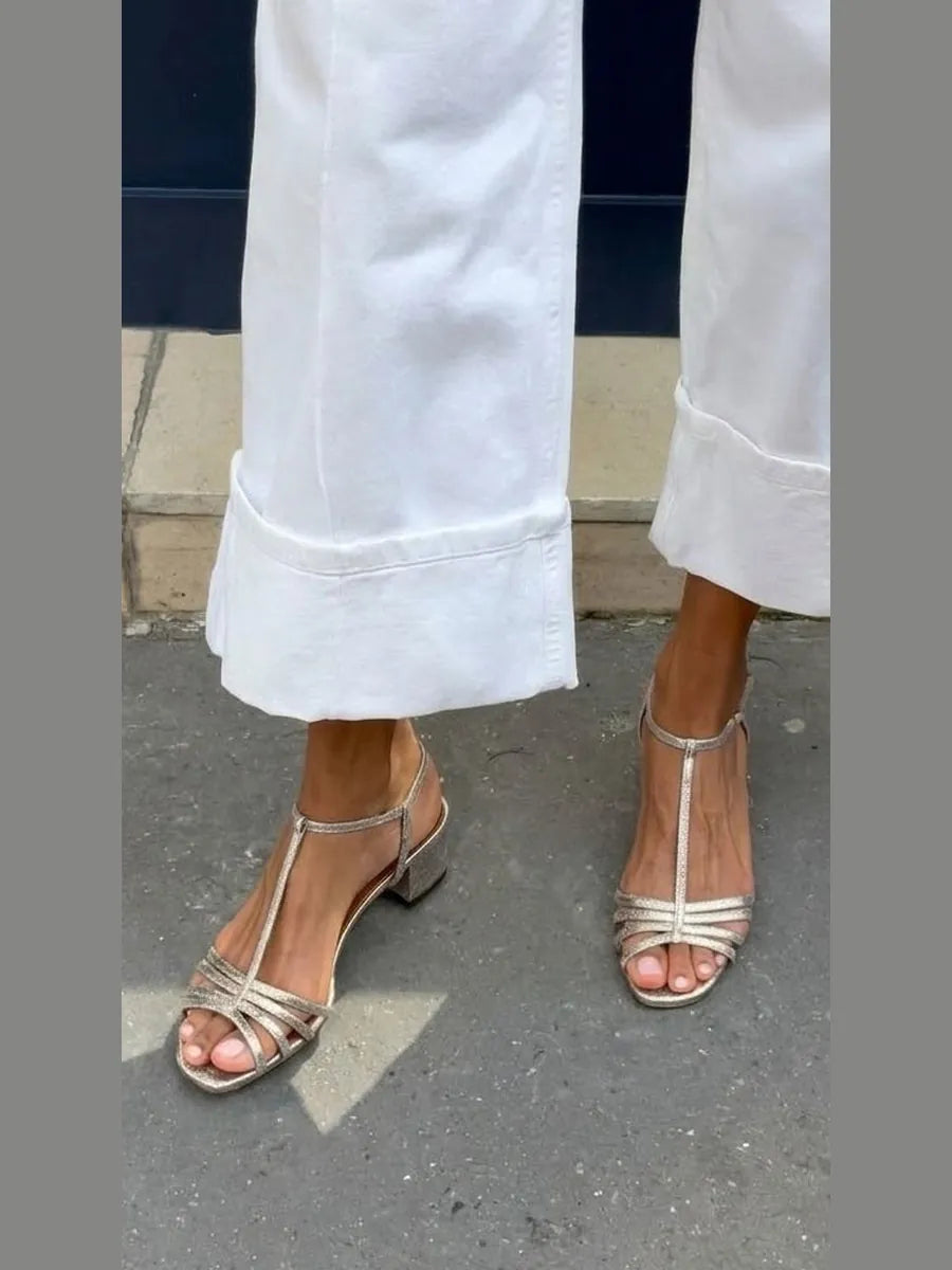 Elisenda | Sandalias Doradas para Todos los Días