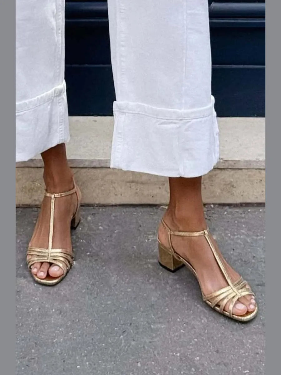 Elisenda | Sandalias Doradas para Todos los Días