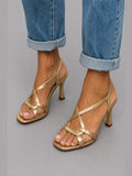 Gloria | Sandalias Doradas de Tacón