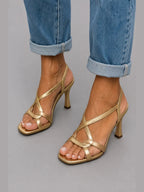 Gloria | Sandalias Doradas de Tacón