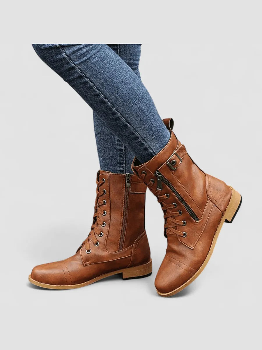 Hortensia | Botines Vintage con Cordones y Hebillas