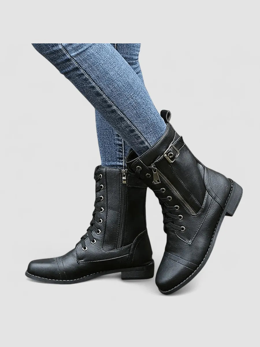 Hortensia | Botines Vintage con Cordones y Hebillas