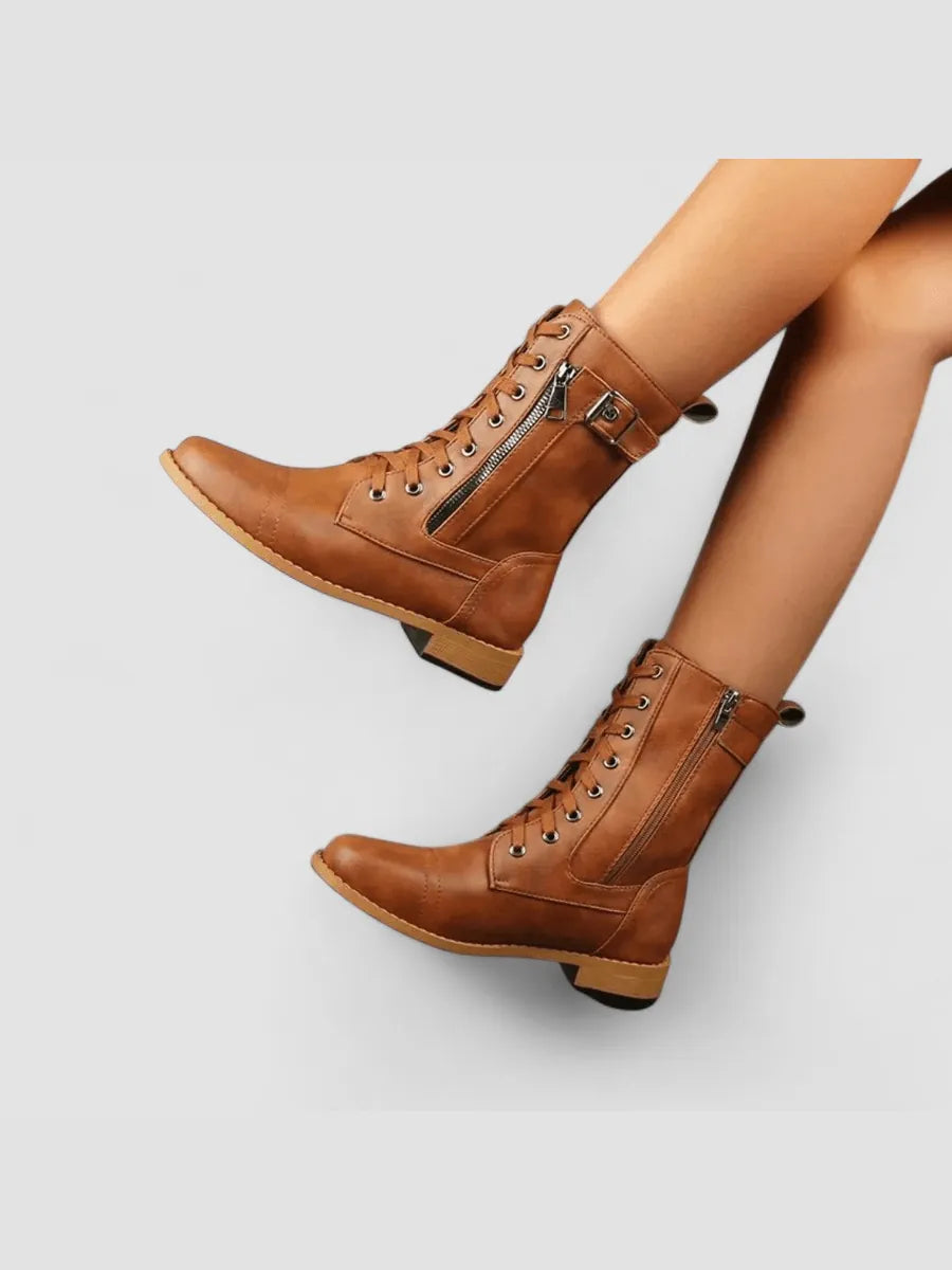 Hortensia | Botines Vintage con Cordones y Hebillas