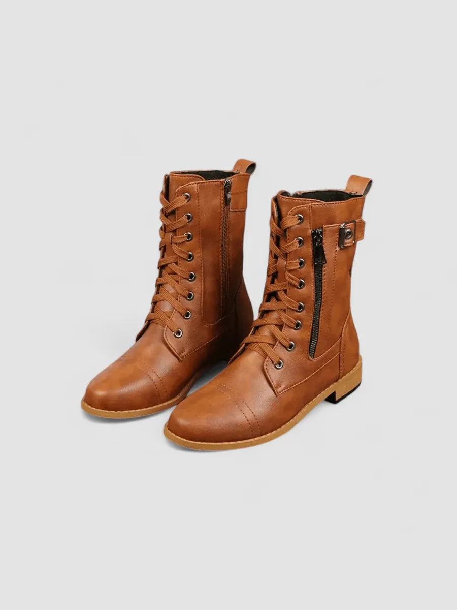 Hortensia | Botines Vintage con Cordones y Hebillas