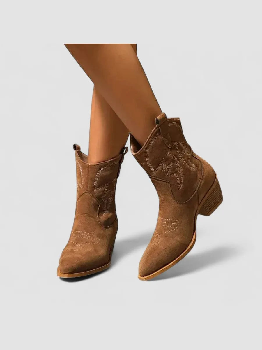 Pía | Botines Camperos con Bordados Elegantes