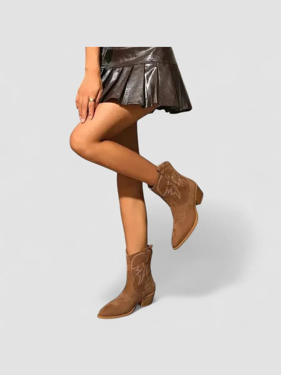 Pía | Botines Camperos con Bordados Elegantes