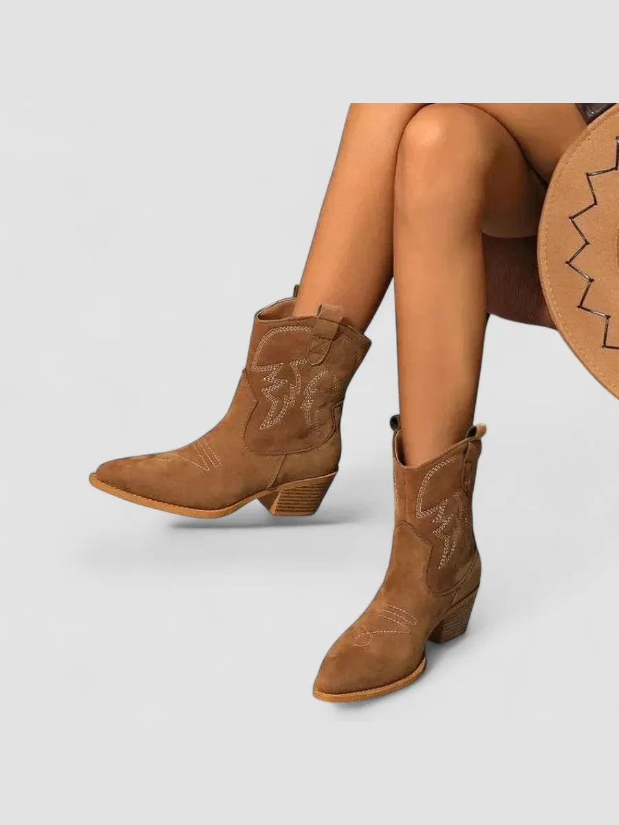 Pía | Botines Camperos con Bordados Elegantes