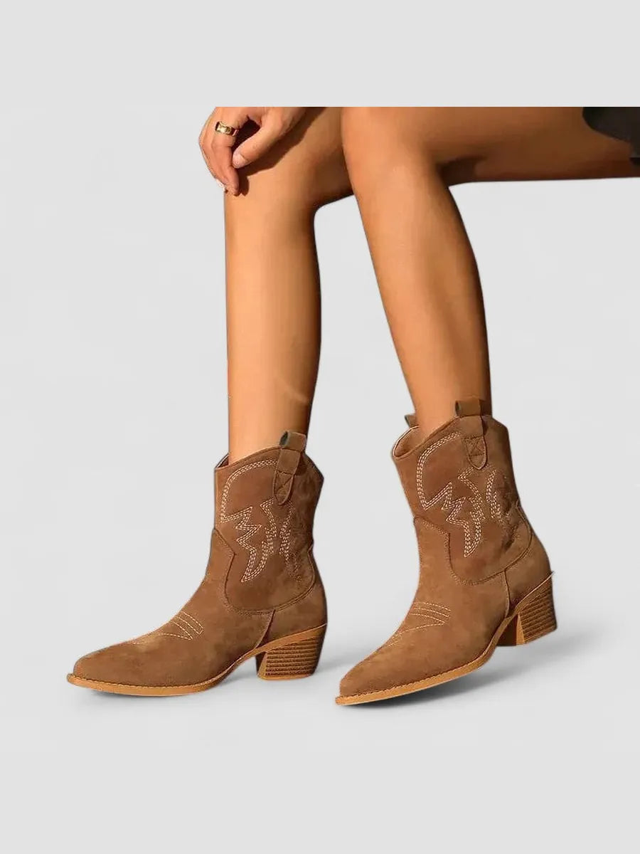 Pía | Botines Camperos con Bordados Elegantes