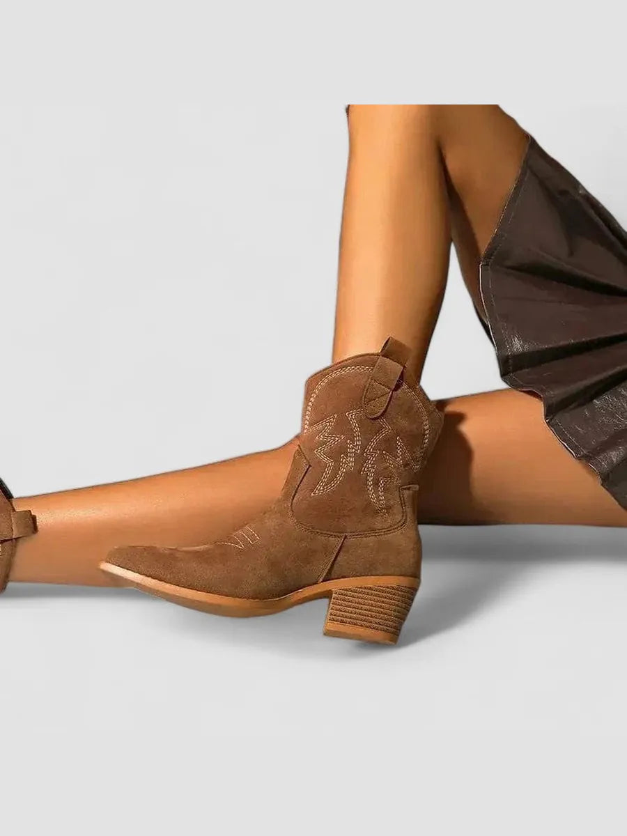 Pía | Botines Camperos con Bordados Elegantes