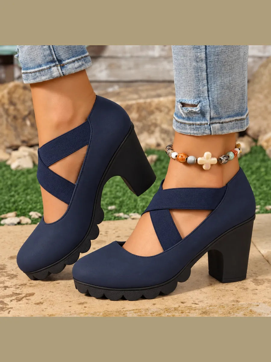 Ramona | Zapatos de Tacón Ancho con Tiras Cruzadas