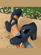 Ramona | Zapatos de Tacón Ancho con Tiras Cruzadas