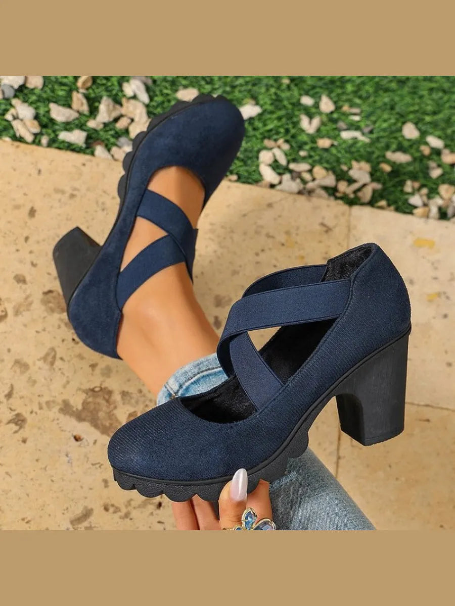 Ramona | Zapatos de Tacón Ancho con Tiras Cruzadas