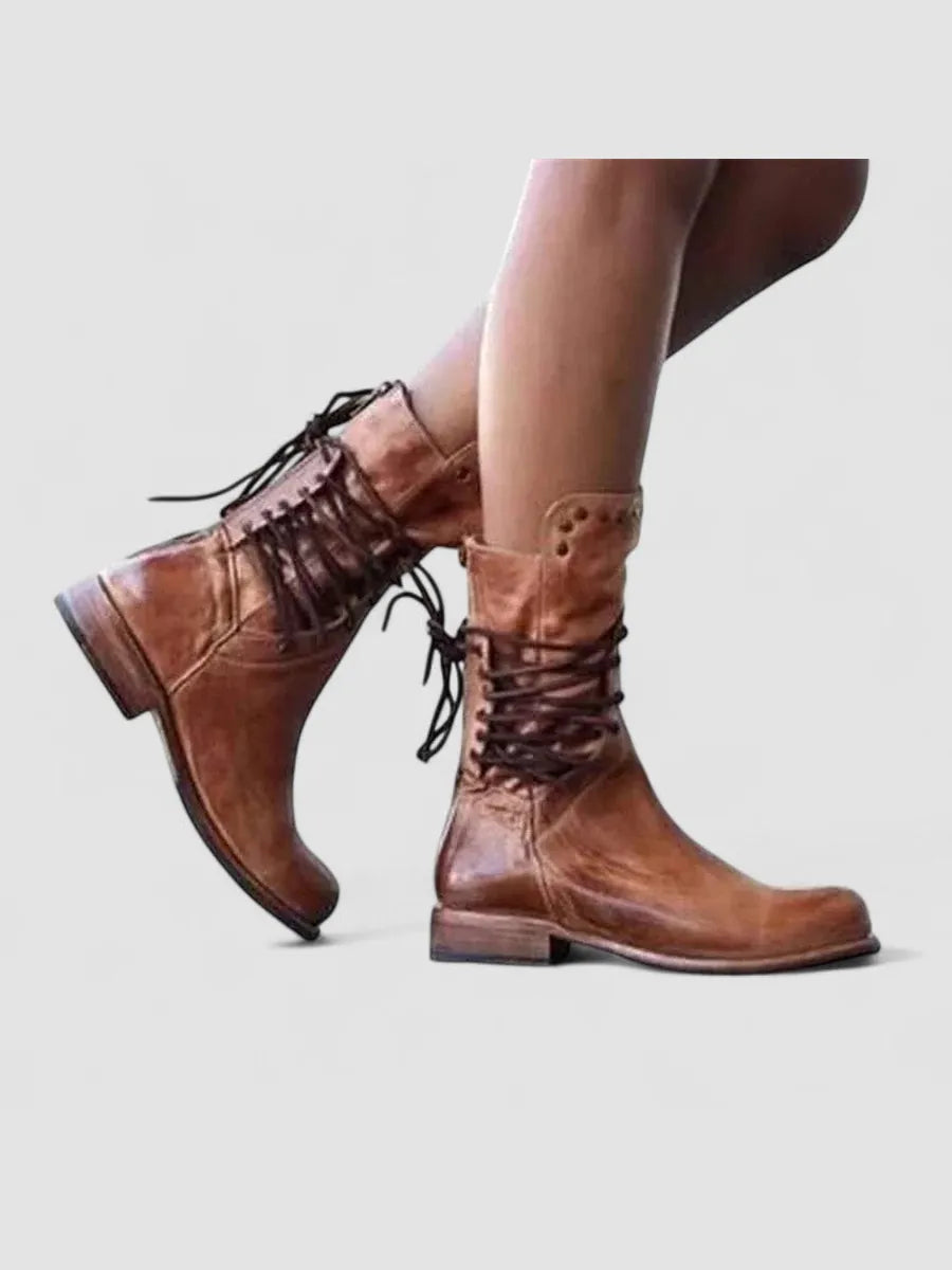 Úrsula | Botas Vintage con Cordones y Tachuelas